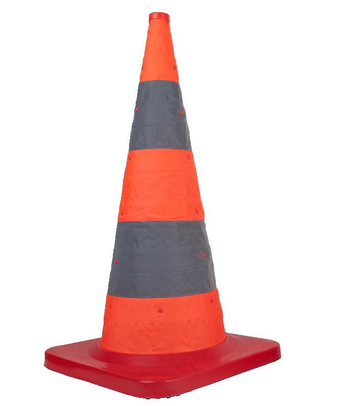 Cône de signalisation télescopique pliable - 75 cm - bandes rétro réfléchissantes classe 2 - EN471_0
