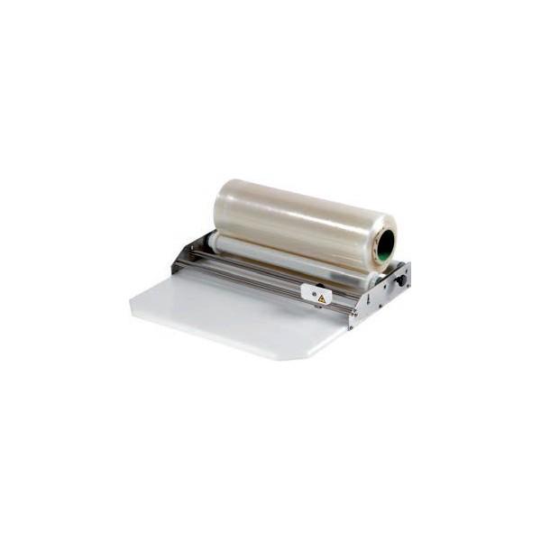 Dérouleur de film étirable inox - laize 460 mm - hauteur 80 mm - avec ou sans plaque polyéthylène alimentaire_0