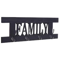 Décoshop26 - Porte-manteau mural patère en bois gris foncé vintage family avec 4 crochets 20,5x60x1,5 cm MED04065 - gris 3000380186216_0