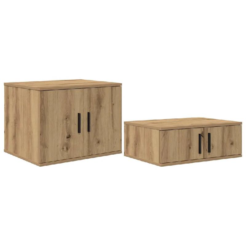 Helloshop26 - Armoire de rangement moderne avec 2 étagères 118 x 41 x 40 cm style épuré en bois d'ingénierie chêne artisanal 02_0052117 - Bois m_0