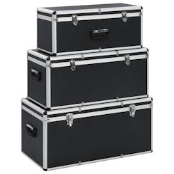 Helloshop26 - Boîtes de rangement 3 pièces aluminium noir 02_0003233 - 3000107481532_0