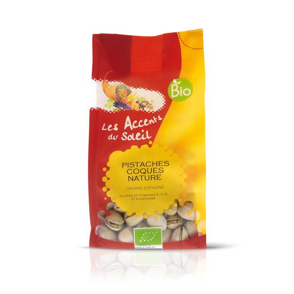 LES ACCENTS DU SOLEIL PISTACHES COQUES NATURE BIO 125G FRUITS SECS BIO