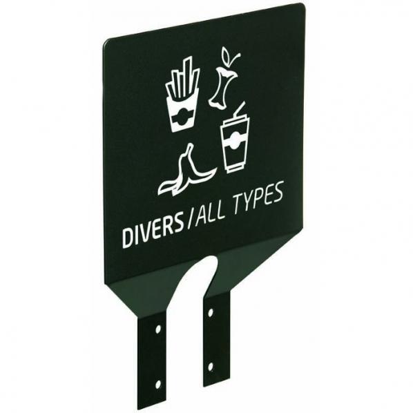 Plaque signalétique tri sélectif pour poteau - Déchets divers - Manganèse - 7 versions proposées - Marque Rolléco_0