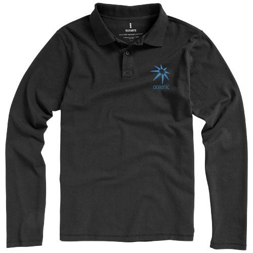 Polo manches longues pour homme Oakville - 100% coton - 200 g/m² - col côte en tricot plat_0