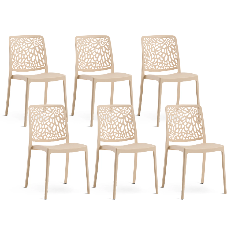 RATTATAN Set 6 Chaises Empilables en Polypropylène avec fibre de verre pour Jardin ou intérieur, hydrofuges et résistantes, design moderne - SOLE -_0