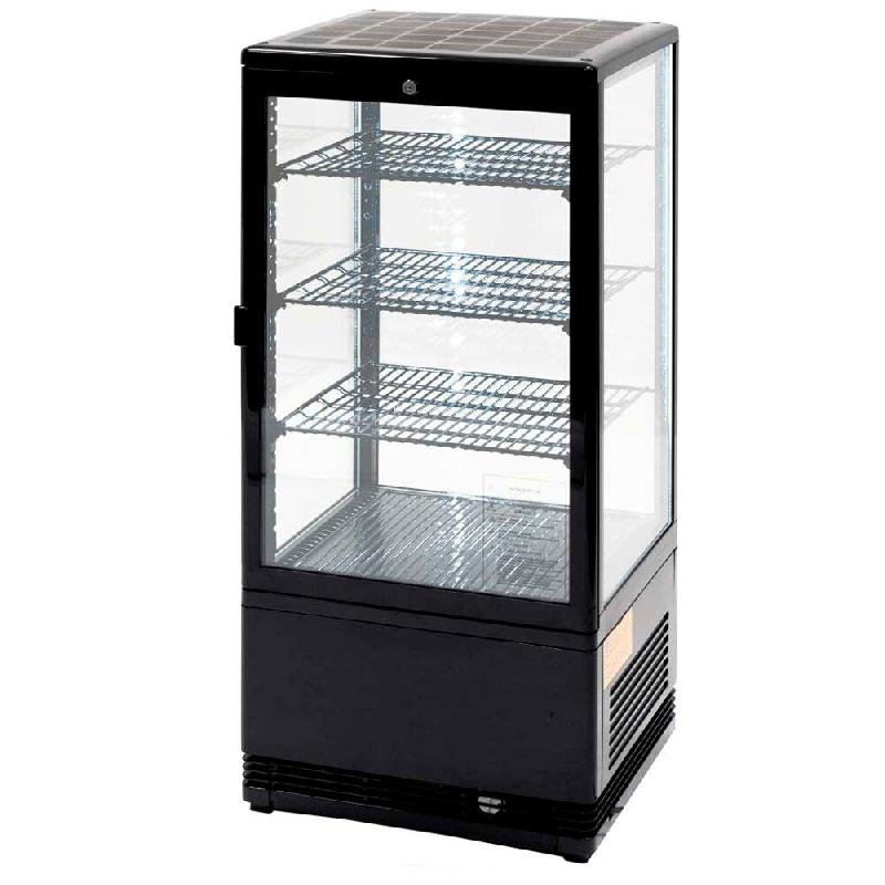 Romux® Vitrine Réfrigérée 3 Étagères avec 1 Porte Battante Noire 70 litres Ventilée | Vitrine à Poser en verre droit - 8436604198706_0