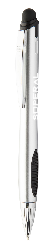 Stylo à bille stylet en plastique avec clip métallique - lampe LED pour marquage gravure - encre bleue_0