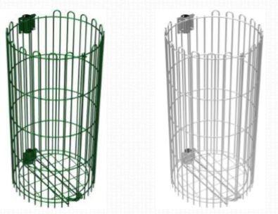 Support de sac poubelle vigipirate avec entourage grillagé - acier peint vert RAL 6005 - pour sacs de 80 à 110 litres_0