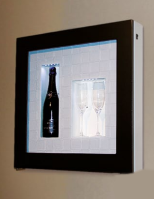 Tableau mural encastrable - Présentoir pour alcool avec éclairage LED et réfrigération silencieuse_0
