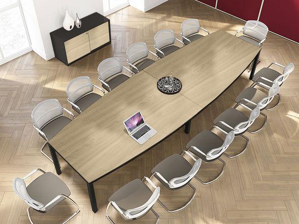 Grande table de réunion tonneau Quarto XL - fabrication française - plateau en stratifié ou mélaminé - L280/400 x P90/130 cm_0
