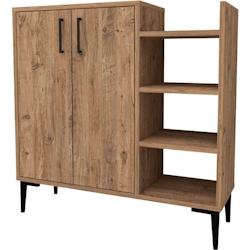 Buffet 2 portes et étagères en aggloméré Leskar Hanah Home - beige 8684283433841_0
