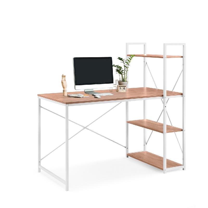 Bureau informatique / bureau Easy Up3 avec étagère blanc/chêne hjh LIVING - blanc multi-matériau 800406_0