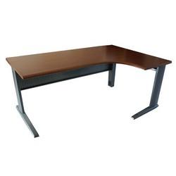 Bureau d'angle plan compact - placage bois ou mélaminé - 180cm x 72cm avec voile de protection_0