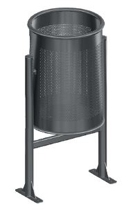 Corbeille publique STRASBOURG en acier inoxydable - Réf. 3010 - Finition brillante - Capacité 59,85L - Ancrage vis M10x100_0