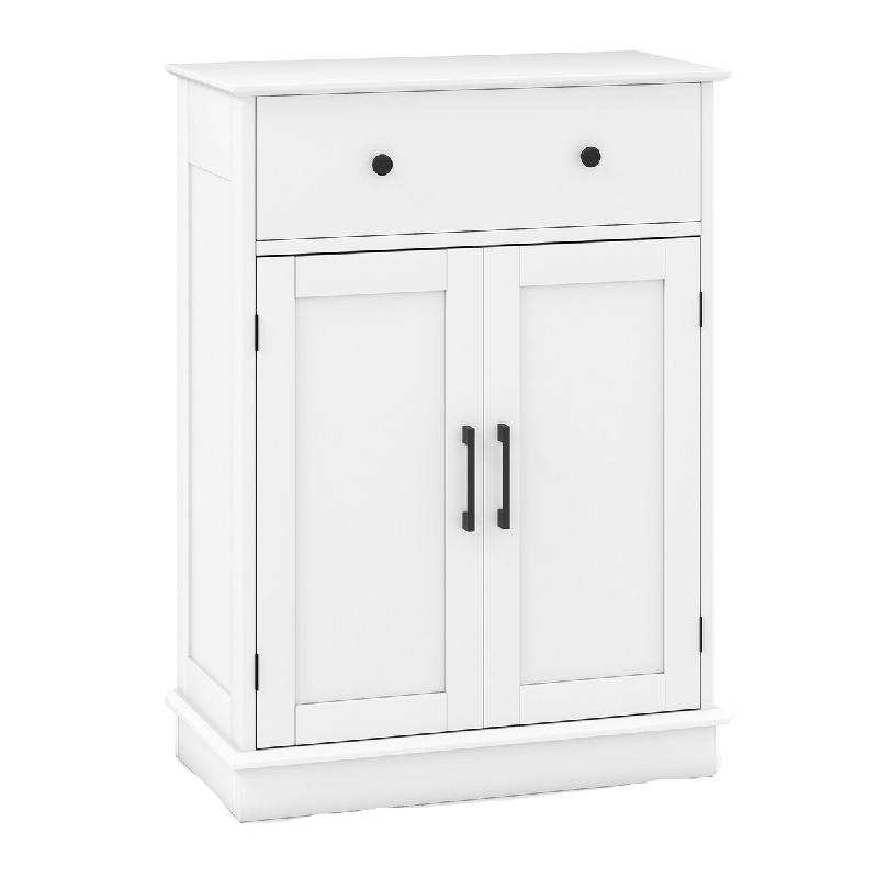 COSTWAY Armoire bain avec tiroir, portes et étagère réglable, bois, 56x30x80cm, blanc - blanc Bois manufacturé VH34028IT_0