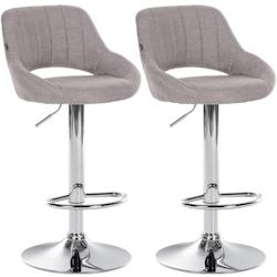 Décoshop26 - Lot de 2 tabourets de bar avec repose-pieds pivotant et réglable en tissu gris et métal TDB10809 - gris 3000252963143_0