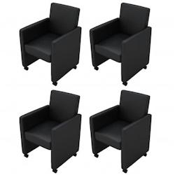 Décoshop26 - Lot de 4 chaises de salle à manger cuisine design et confortable en synthétique noir CDS021798 - noir 3000017071533_0