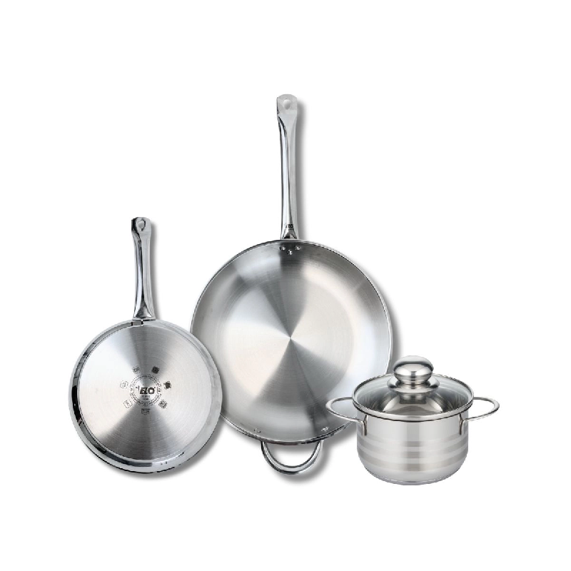 Ensemble de 2 Poêles de cuisson 24 et 32 cm et 1 faitout 16 cm Elo Profi Brillant - gris 3176239987850_0