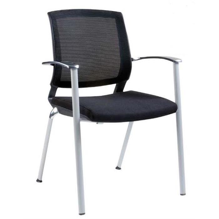 Fauteuil visiteur Ferry - design séduisant - structure chromée - dossier résille noir - assise en tissu_0