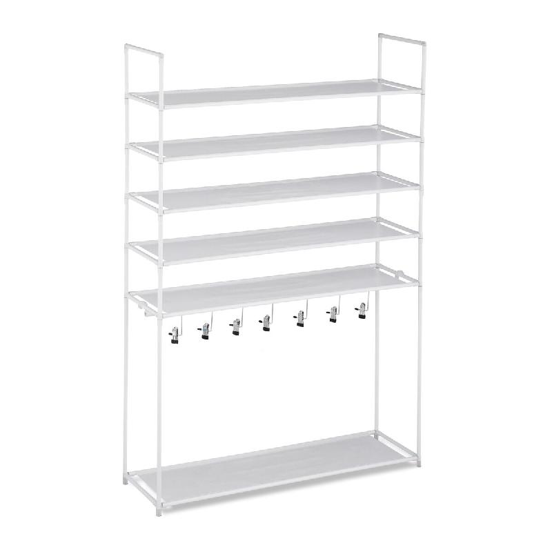 Helloshop26 - Étagère à chaussures 6 niveaux rangement couloir 153 x 99 x 30 cm montage rapide en métal gris 13_0011347 - gris métal 3000245724119_0