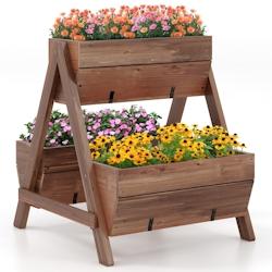 Helloshop26 - Jardinière surélevée en bois de sapin avec 3 bacs à fleurs - Trous de drainage - Sur pieds pour légumes, fleurs et fruits - Réf. 20_0009771 - 30_0