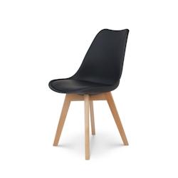 Kosmi Chaise style scandinave VICTOIRE - Coque en résine noire rembourrée et pieds en bois naturel - noir 3760301697343_0