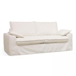 Oviala Business Canapé convertible en tissu texturé 3 places blanc - blanc 107688_0