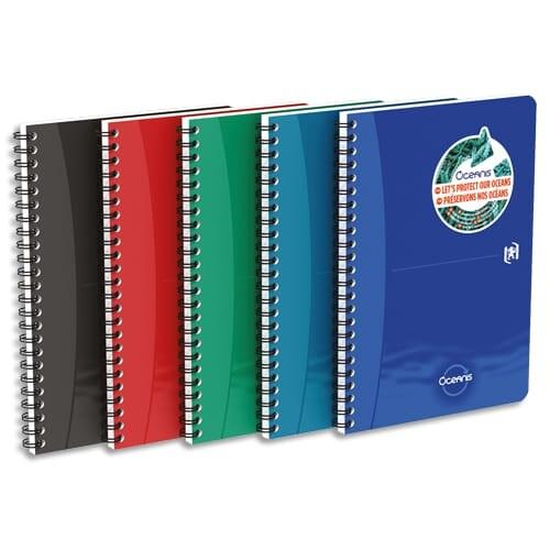 Oxford Lot de 5 Cahier Oceanis rel. Intégrale A4, 180p./90 feuilles 90g/m², quadrillé 5x5 + marge, coloris assortis (5) - 3020120220390_0