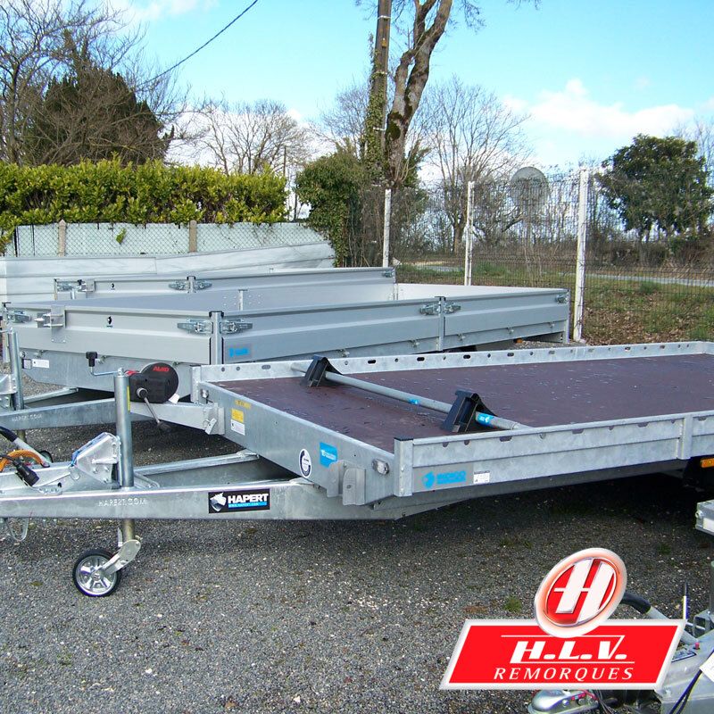 Remorque porte-engins professionnelle Hapert Indigo - 4,55 m de longueur utile, PTAC 3500 kg_0