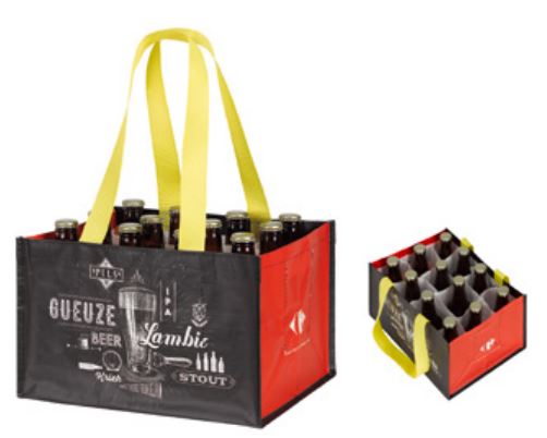 Sac cabas réutilisable - en polypropylène tissé avec lamination, Options 12 porte-bouteilles  33cl - recyclable - Réf BELCARB1P_0
