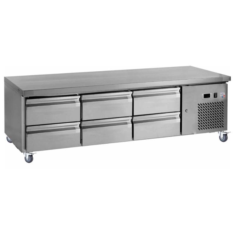 Soubassement réfrigéré 6 tiroirs - dessus inox - réfrigération ventilée -2°C/+8°C - Marque L2G_0