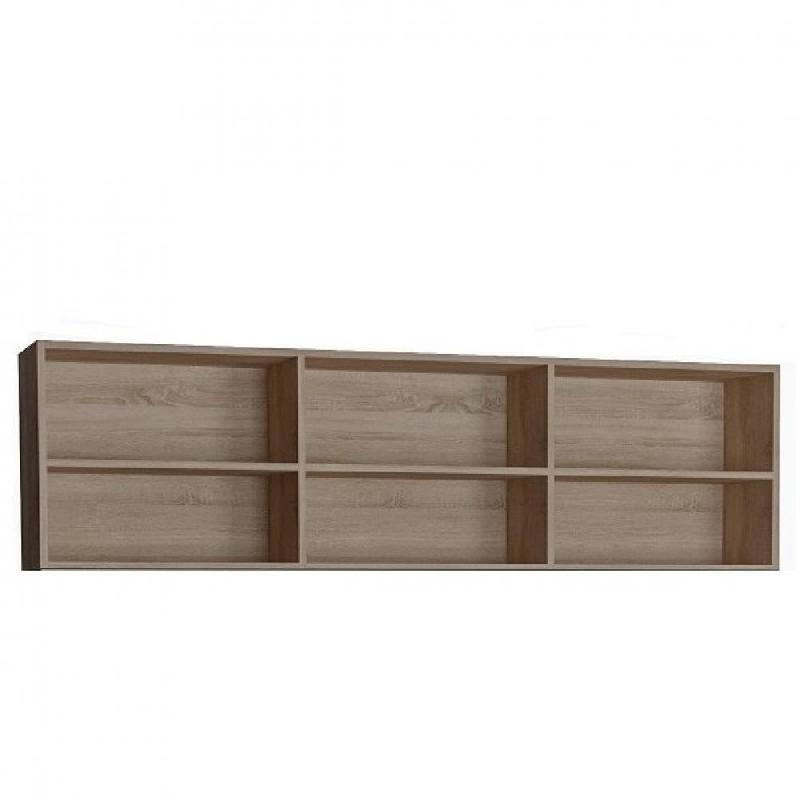 SURMEUBLE 6 NICHES DE RANGEMENTS POUR LIT ESCAMOTABLE HORIZONTAL 140 X 200 CM HAUTEUR 56 CM FINITION CHÊNE NATUREL_0