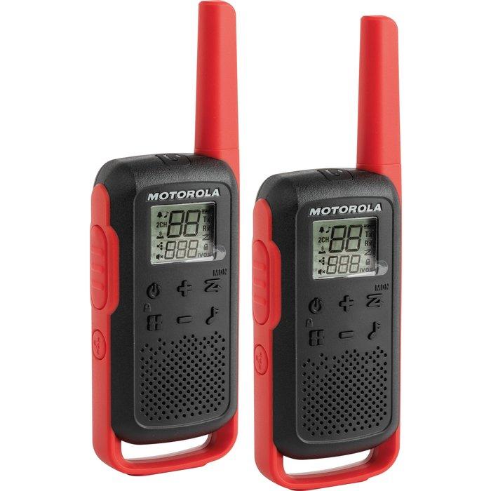 T62 - Paire de talkies-walkies Motorola - Portée 8 km, écran rétroéclairé, double alimentation et 16 canaux_0