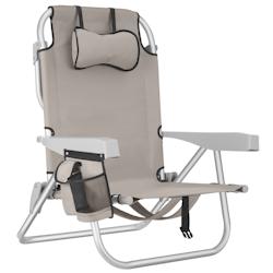 TecTake GmbH tectake Chaise de plage CORAL pliable avec fonction sac à dos - beige, par pièce - 406167 - beige aluminium 406167_0