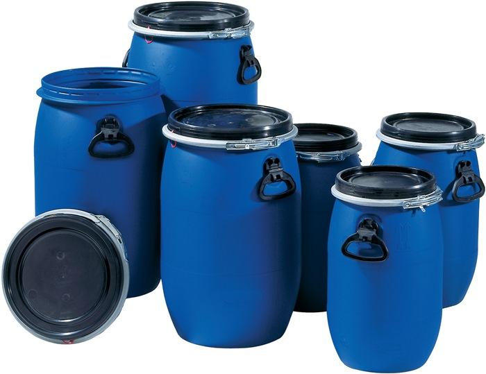 Tonnelet cylindrique 30L en polyéthylène bleu - 2 poignées de transport - Ouverture 255 mm - GRAF_0