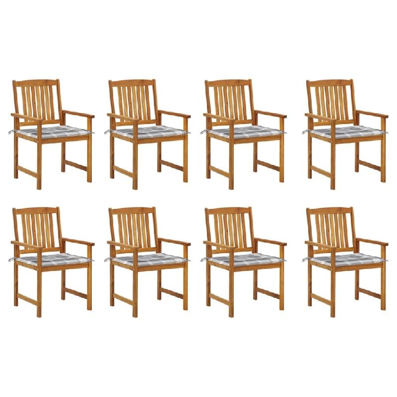 VidaXL Chaises De Jardin Avec Coussins Lot De 8 Bois D Acacia Solide - multicolore 3078180_0