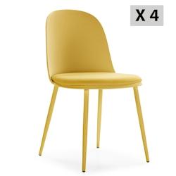 VS Venta-stock Lot de 4 chaises Kana moutarde, pieds en métal et assise rembourrée - jaune I22022_0
