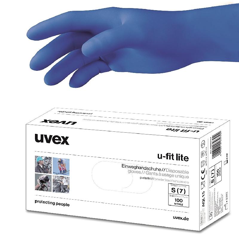 UVEX U-LITE - Gants en nitrile à usage unique - Protection chimique et médicale - 100 paires - Taille S_0