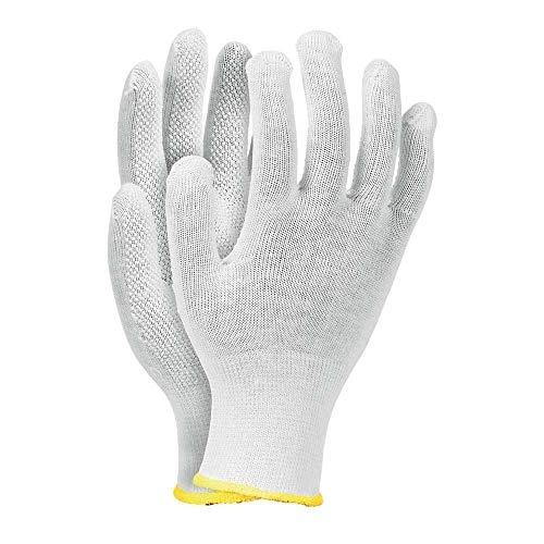 REIS RMICRONCOT7 - Lot de 12 gants de protection en coton blanc avec pois PVC - Taille 7_0
