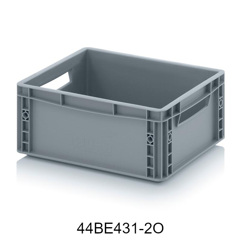 Bac en polypropylène robuste de norme européen avec poignées ouvertes adapté aux équipements de convoyage - 44BE431-2O_0