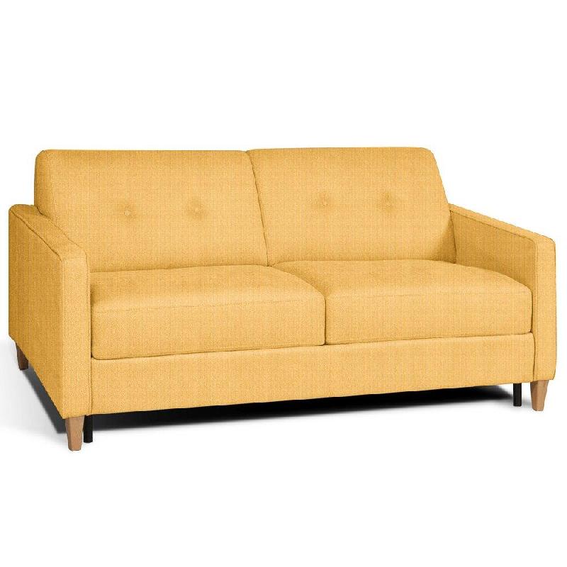 CANAPÉ CONVERTIBLE NORWAY 140CM MATELAS 16 CM SYSTÈME EXPRESS SOMMIER LATTES RENATONISI TWEED JAUNE MELON_0