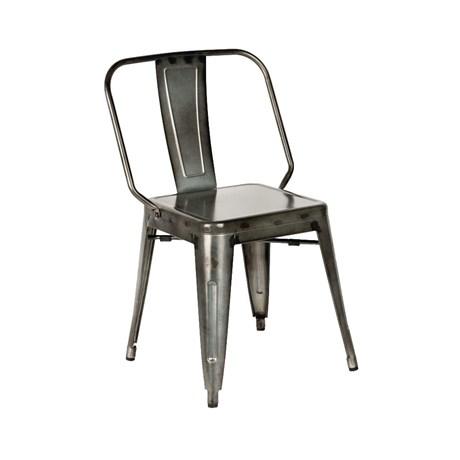 CHAISE BISTROT IRON EN ACIER GRIS