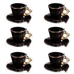 Coffret de 6 tasses à café avec sous tasses Libra -  10 cl Noir Autre Porcelaine Table Passion - noir porcelaine 3106232721212_0