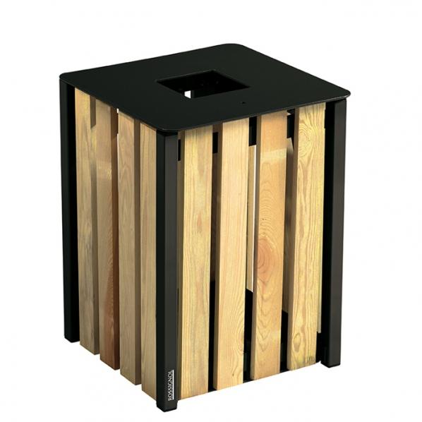 Corbeille carrée EDEN 50 litres - Gris manganèse - Fabrication française - Garantie 2 ans_0