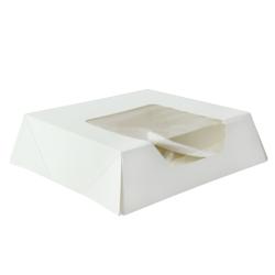 Packnwood FHC - Boîte pâtissière carton blanc avec couvercle attaché à fenêtre 140x140mm H40mm - 180Pcs - blanc en carton 209PAT140_0