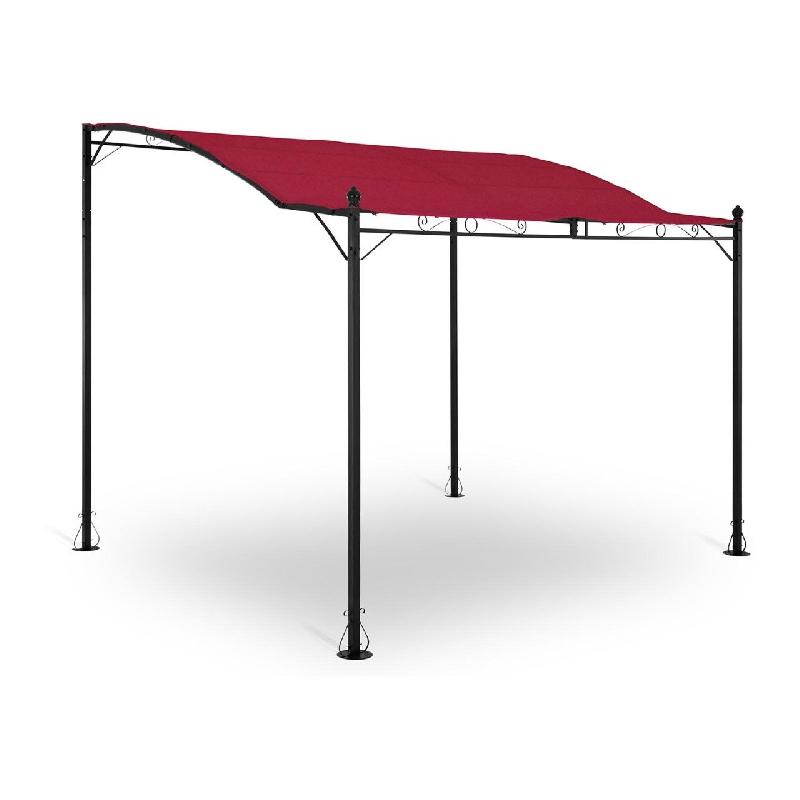 PERGOLA PAVILLON BARNUM TONNELLE TENTE ABRI GAZEBO DE JARDIN TERRASSE BEIGE INCLINÉE ROUGE 2,6 X 3 M 14_0000288_0