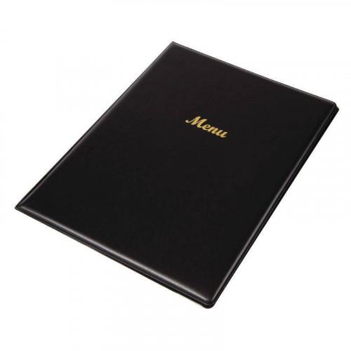 PORTE-MENU 2 PAGES EN PVC - FORMAT A4 NOIR