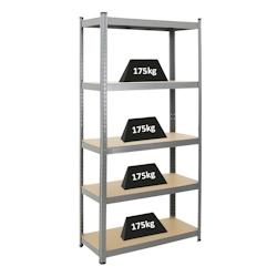 PROREGAL Etagère robuste RAGNAR, HxLxP 180x90x40cm, Charge totale de 875kg, Gris, Étagère de garage, étagère de cave - gris acier RD1-04_0