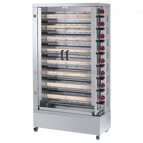 Rôtissoire professionnelle 8 broches - Capacité 40/48 poulets - Acier inoxydable - Référence RT840_0