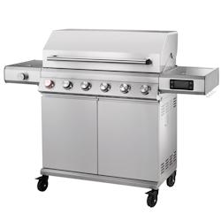 Tarrington House Barbecue à gaz 6+1 brûleurs GLENWOOD - acier inoxydable, thermostat électrique, 24,5 kW, 68x120x99 cm, 4 roues, argent_0